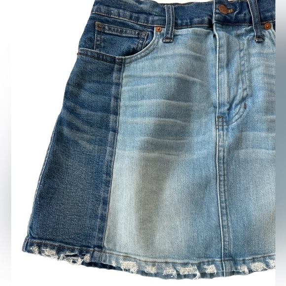 Madewell McCarren Two Tone Patchwork Denim Mini Skirt - Picture 7 of 12
